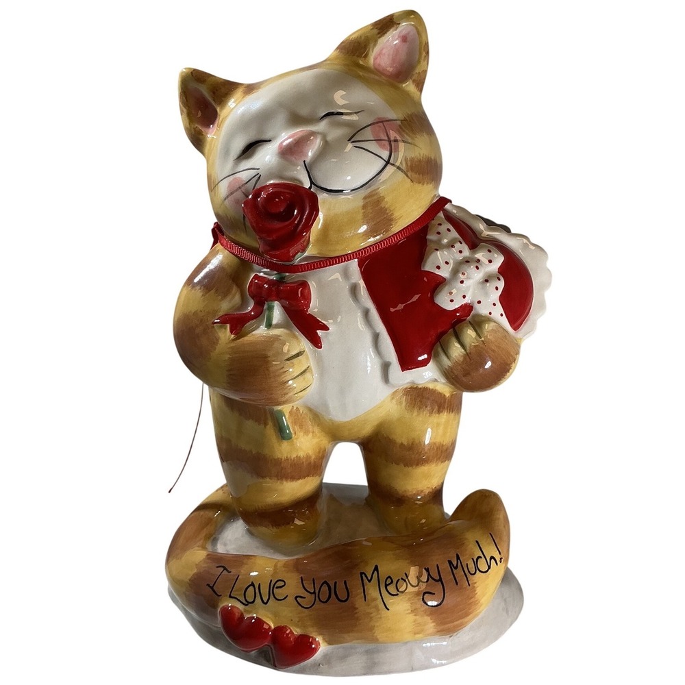 Blue Sky Heather Goldminc Valentine Cat I Love You Meow Much Ceramic Figurine